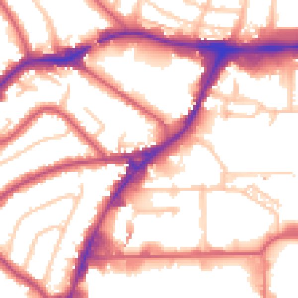 Daytime road noise heatmap for HA9 8HQ