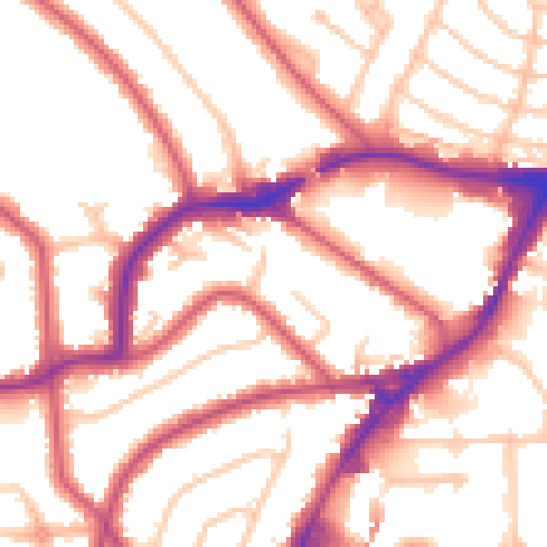 Daytime road noise heatmap for HA9 8HU