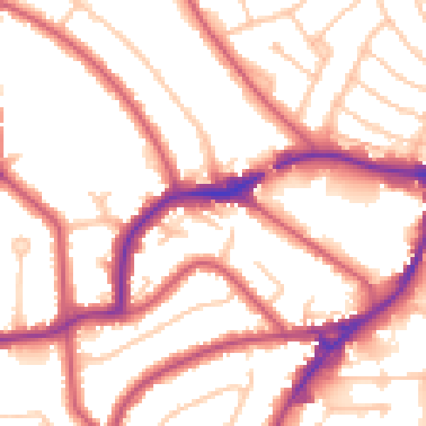 Daytime road noise heatmap for HA9 8LJ