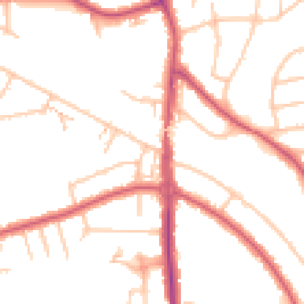 Daytime road noise heatmap for HA9 8TA