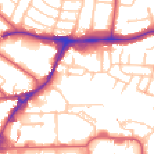 Daytime road noise heatmap for HA9 9AW