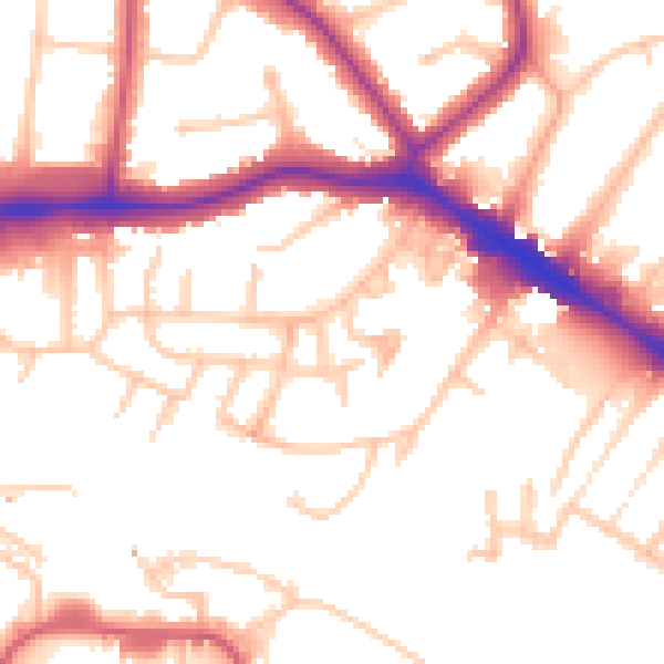 Daytime road noise heatmap for HA9 9DT