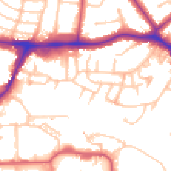 Daytime road noise heatmap for HA9 9FJ