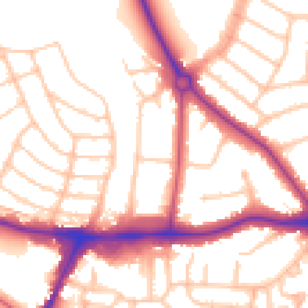 Daytime road noise heatmap for HA9 9HL