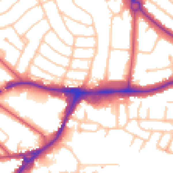 Daytime road noise heatmap for HA9 9JU