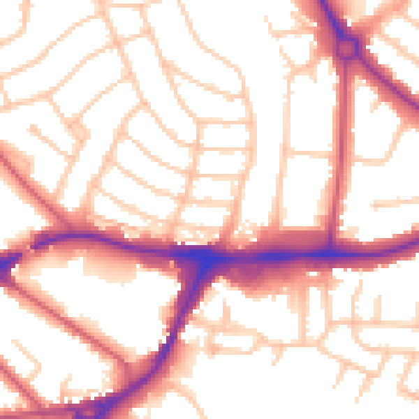 Daytime road noise heatmap for HA9 9JY