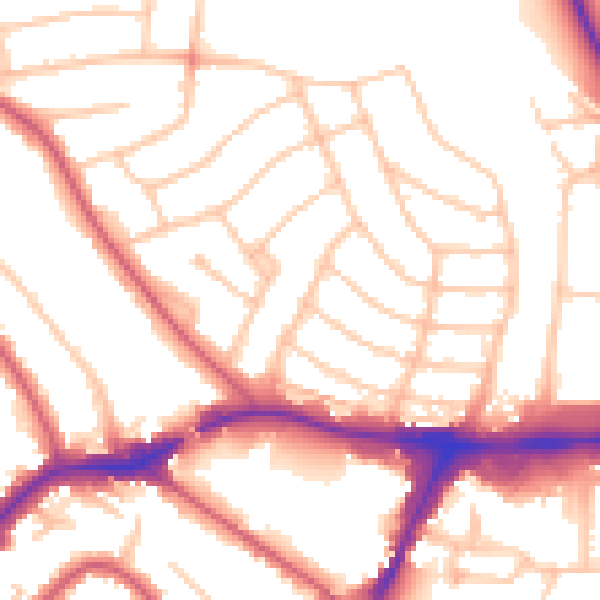 Daytime road noise heatmap for HA9 9PX