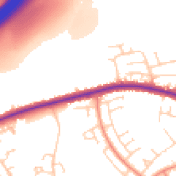 Daytime road noise heatmap for HD2 1QD