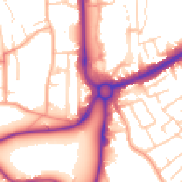 Daytime road noise heatmap for HP1 1AL
