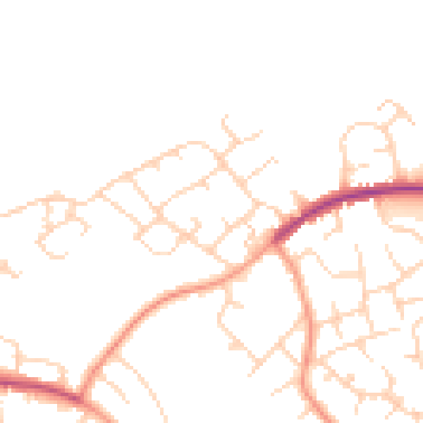 Daytime road noise heatmap for HP1 3LY