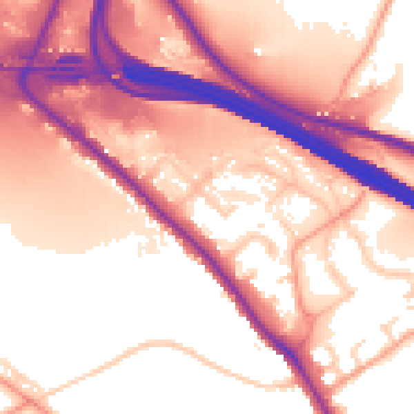 Daytime road noise heatmap for HP10 0DP