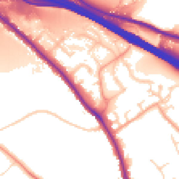 Daytime road noise heatmap for HP10 0DX