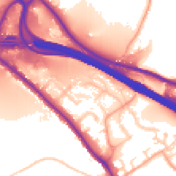 Daytime road noise heatmap for HP10 0NL