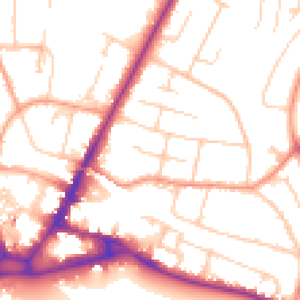 Daytime road noise heatmap for HP13 6DY