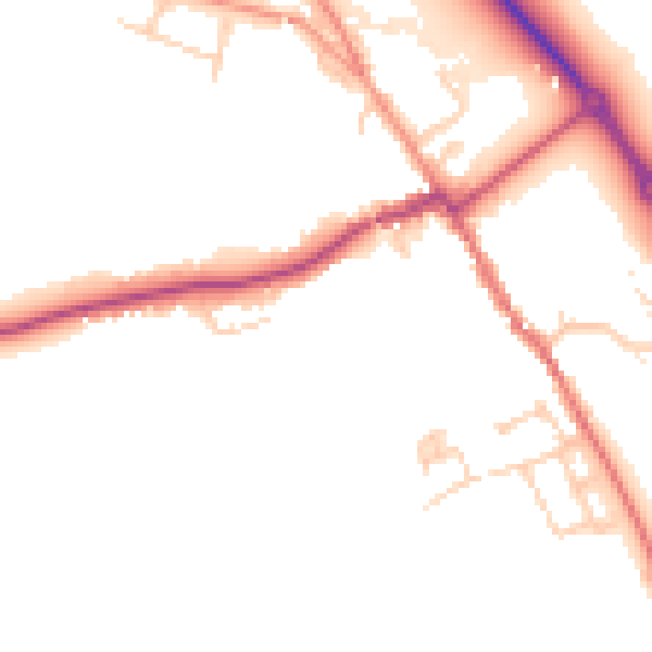 Daytime road noise heatmap for HP16 0BU