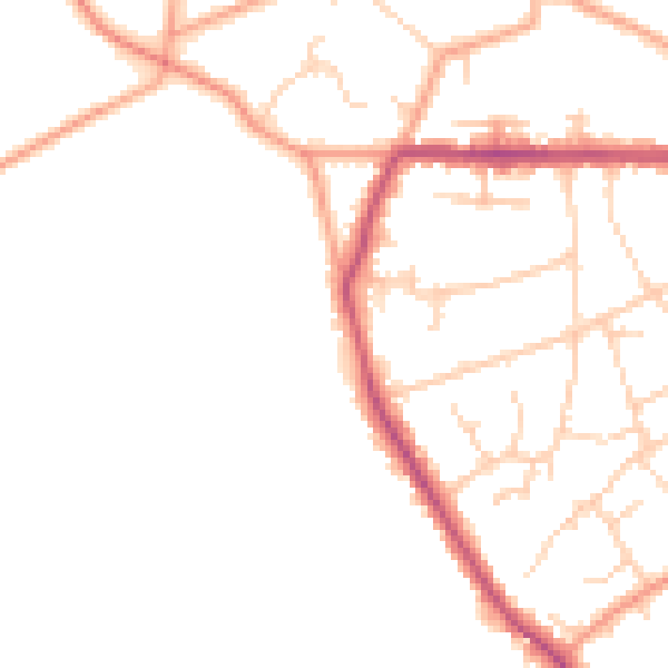 Daytime road noise heatmap for HP16 0UJ