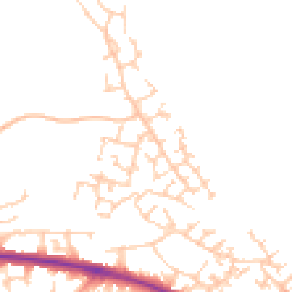 Daytime road noise heatmap for HP19 0WF