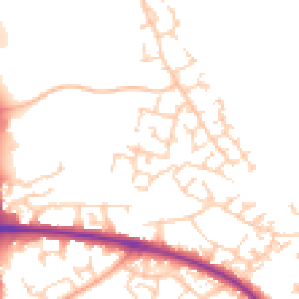 Daytime road noise heatmap for HP19 0WU