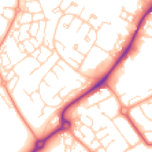 Daytime road noise heatmap for HP19 7SA