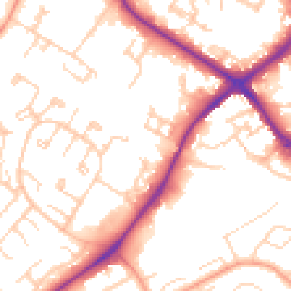Daytime road noise heatmap for HP19 7XG