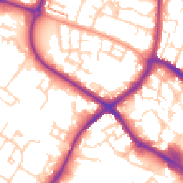 Daytime road noise heatmap for HP19 8EH