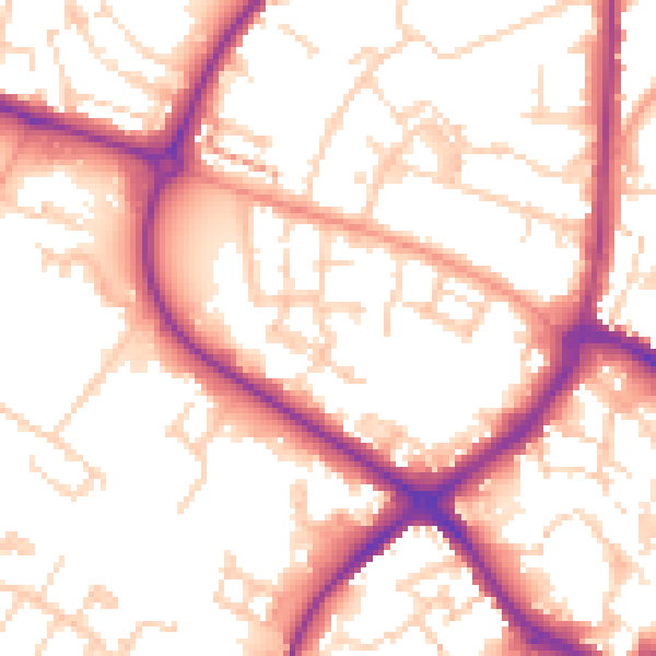 Daytime road noise heatmap for HP19 8FA