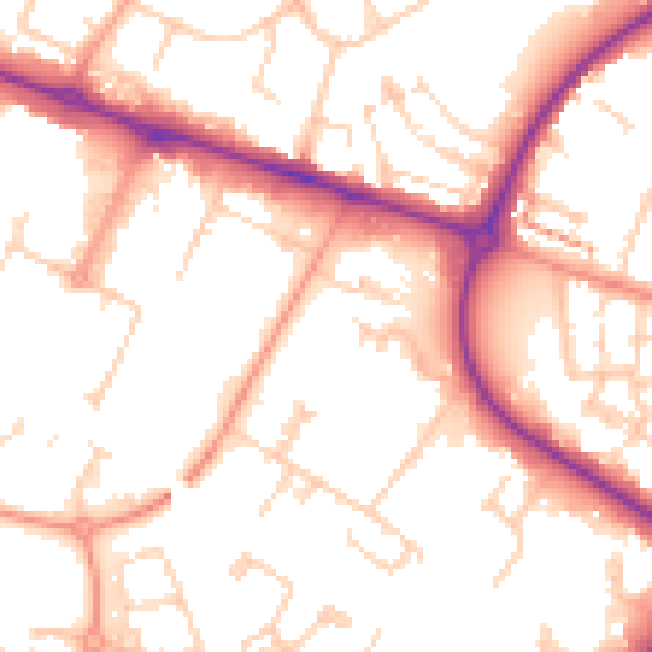 Daytime road noise heatmap for HP19 8FE