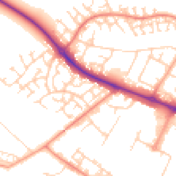 Daytime road noise heatmap for HP19 8JD