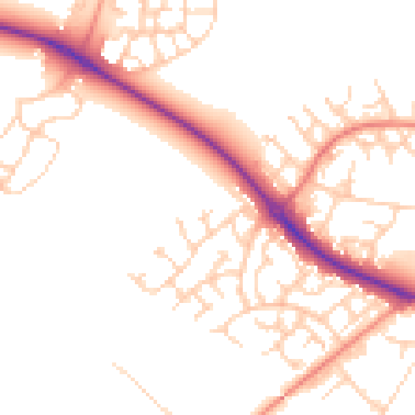 Daytime road noise heatmap for HP19 8SJ