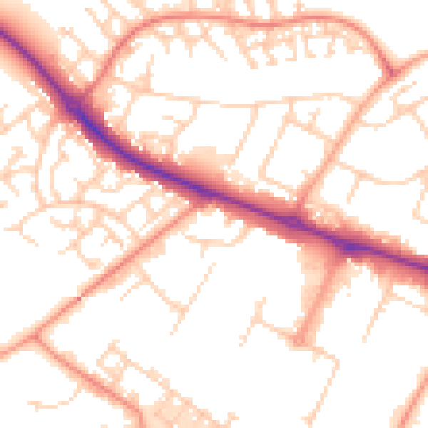 Daytime road noise heatmap for HP19 8TA