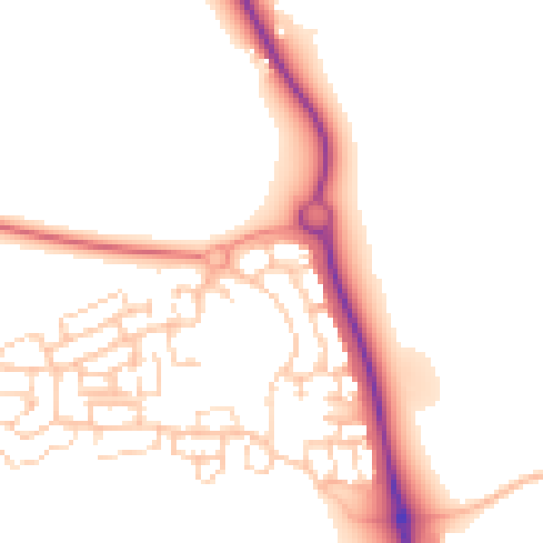 Daytime road noise heatmap for HP19 9AD