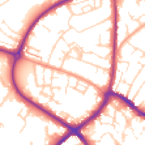 Daytime road noise heatmap for HP19 9AN