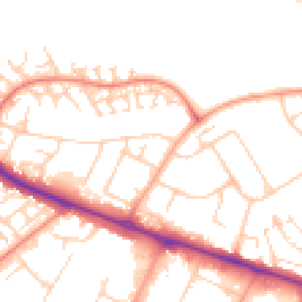 Daytime road noise heatmap for HP19 9DL