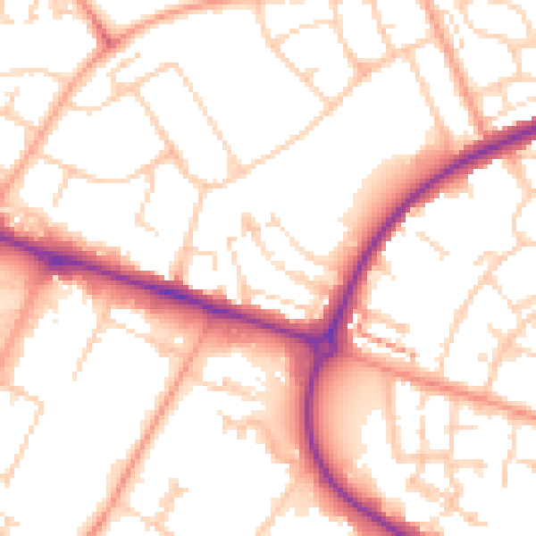 Daytime road noise heatmap for HP19 9NP
