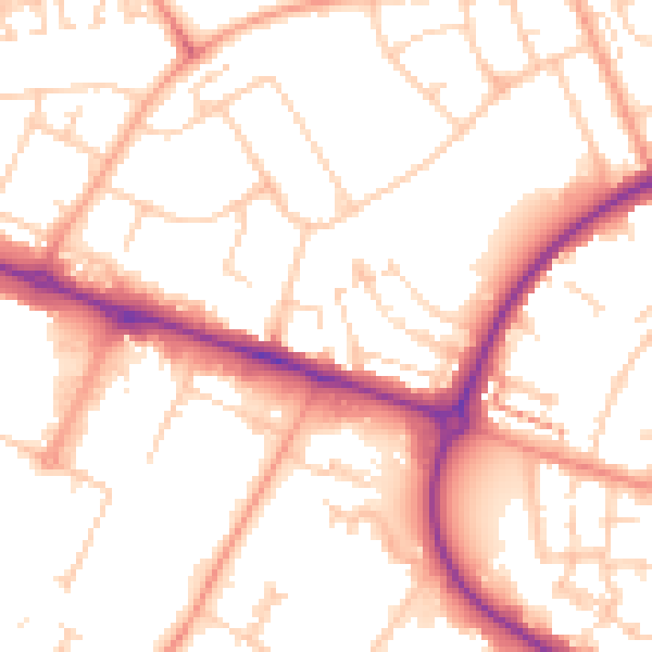 Daytime road noise heatmap for HP19 9PN