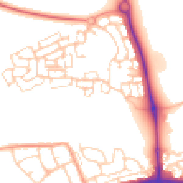 Daytime road noise heatmap for HP19 9SD