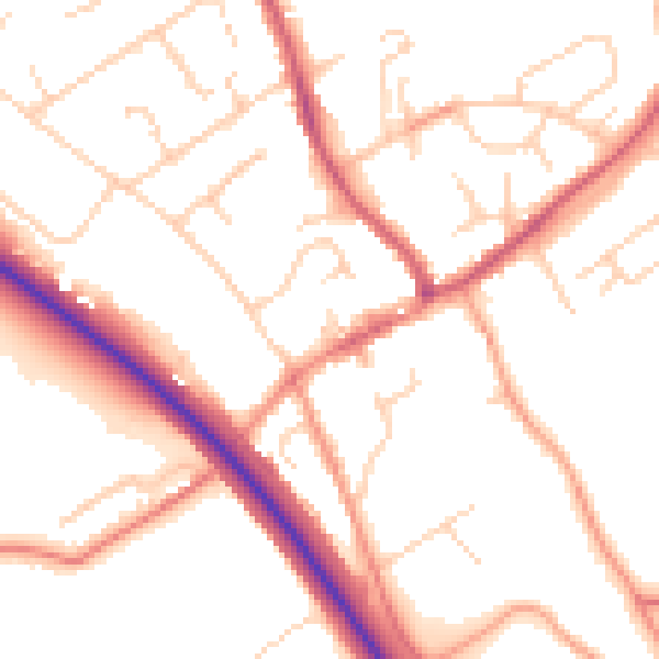 Daytime road noise heatmap for HP22 6EP