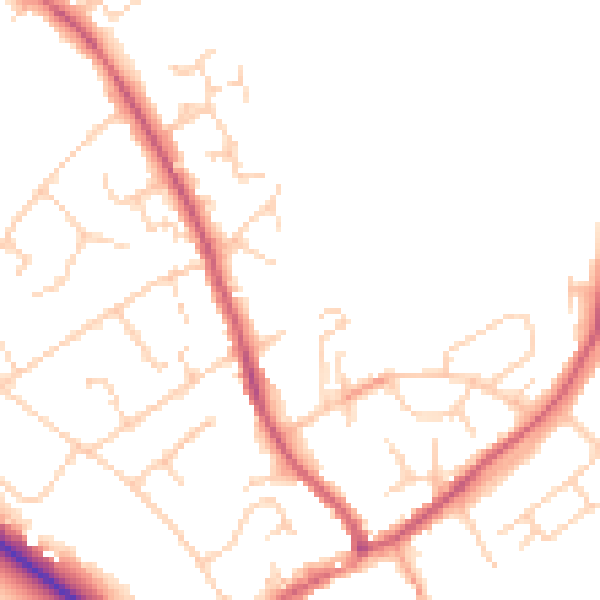 Daytime road noise heatmap for HP22 6JW