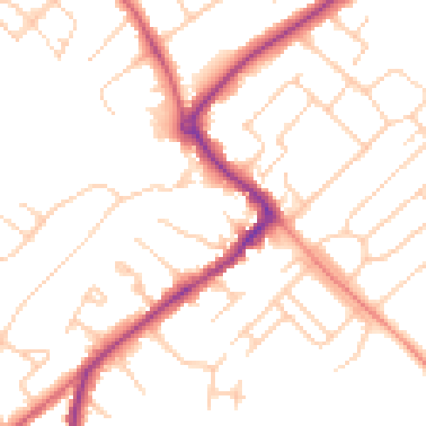 Daytime road noise heatmap for HP27 0AE