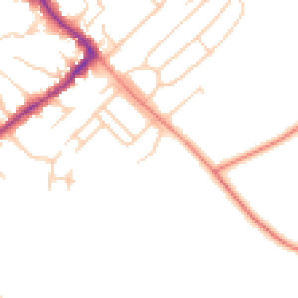 Daytime road noise heatmap for HP27 0BT