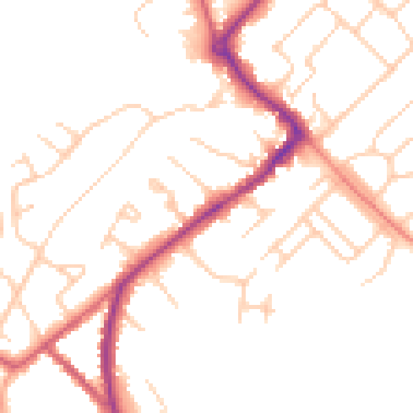 Daytime road noise heatmap for HP27 0DE