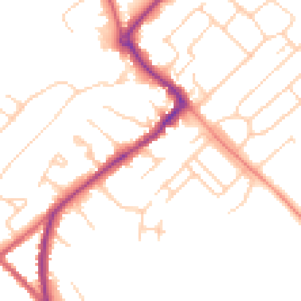 Daytime road noise heatmap for HP27 0DF