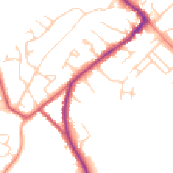 Daytime road noise heatmap for HP27 0DZ