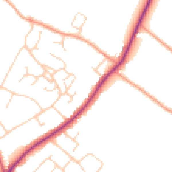 Daytime road noise heatmap for HP27 0JU