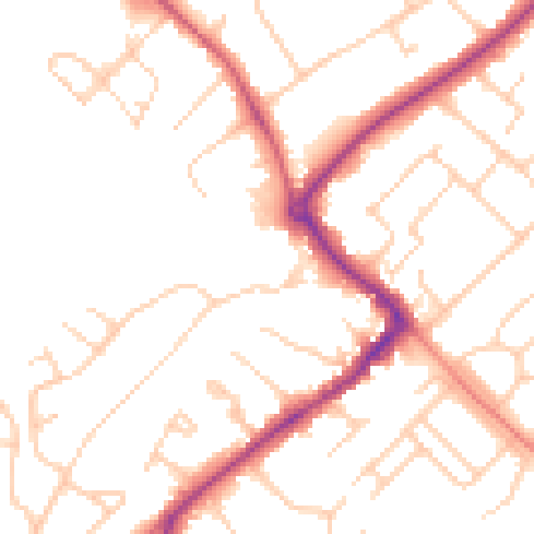 Daytime road noise heatmap for HP27 9AJ