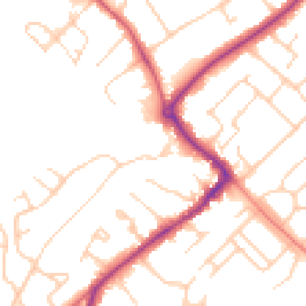 Daytime road noise heatmap for HP27 9AZ
