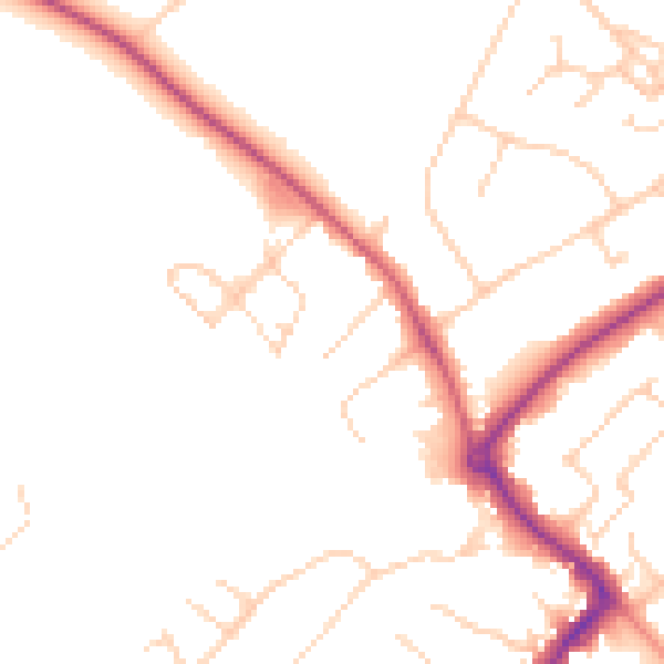Daytime road noise heatmap for HP27 9HL