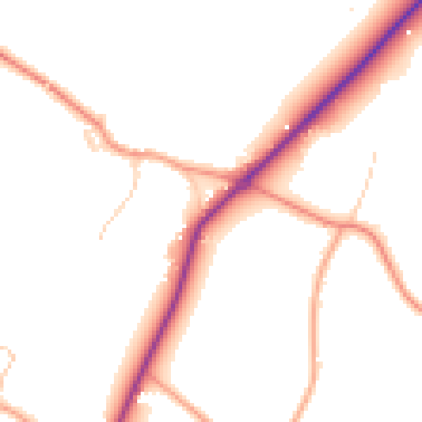 Daytime road noise heatmap for HP27 9LY