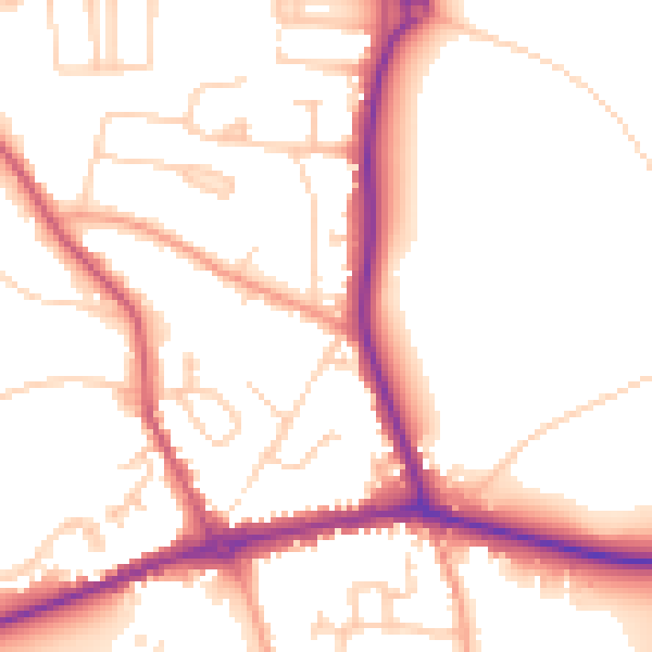 Daytime road noise heatmap for HP9 1AH