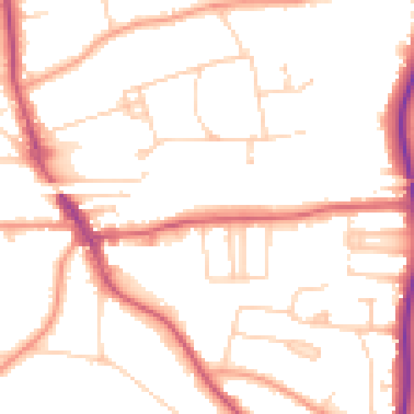 Daytime road noise heatmap for HP9 1AQ